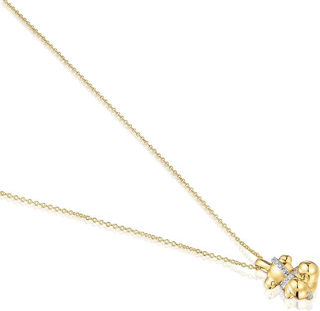 TOUS Lligat Diamond Yellow Gold Pendant Necklace