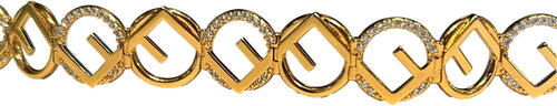 FENDI F is Logo Choker Necklace White Crystal Gold Metal Chain, 8AG980 Adjustable 10 to 15 inch chain Secure lobster clasp Customizable fit Includes box and authenticity card