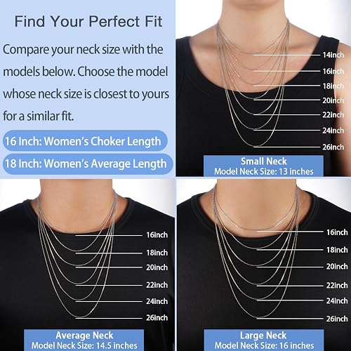 Jewlpire 18k Gold Plated 925 Sterling Silver Chain Necklace for Women, 1mm Cable Chain Necklace Sturdy & Shiny Women's Chain Necklaces 14 16 17 18 20 22 24 Inch