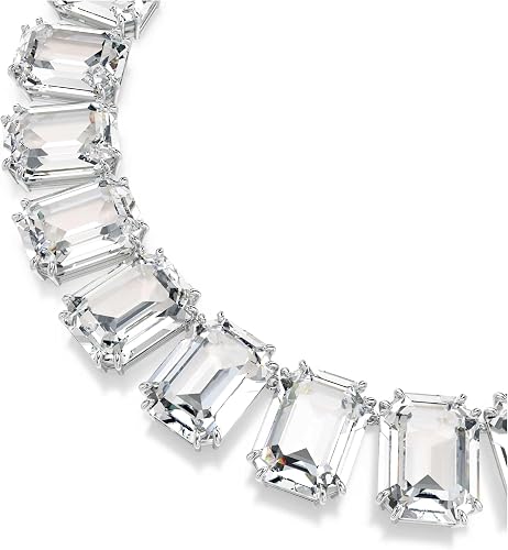 Swarovski Millenia necklace, Oversized crystals, Octagon cut, White, Rhodium finish